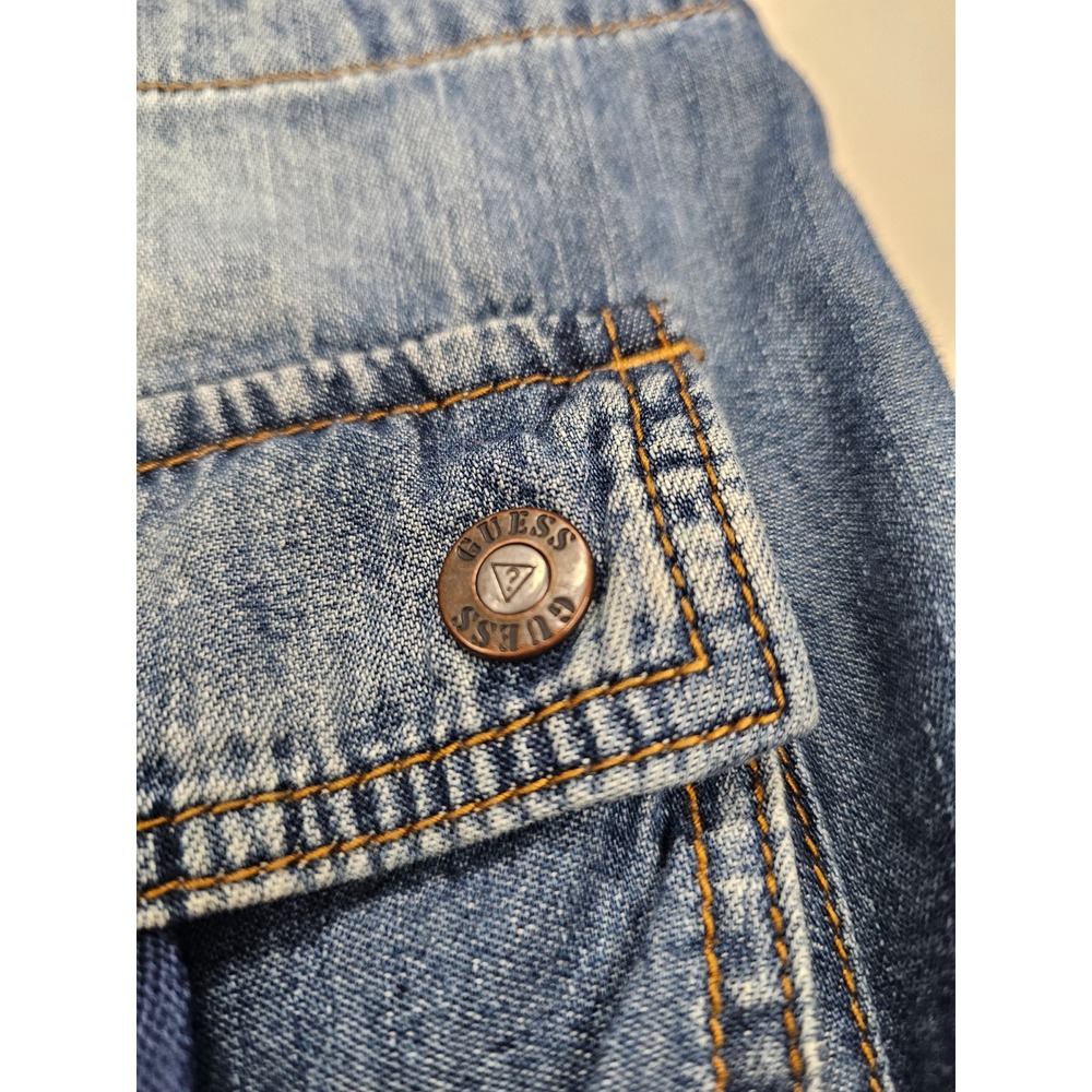 Guess Los Angeles Womens Denim Utility Jacket Medium Wash Drawstring Waist M - Picture 7 of 11